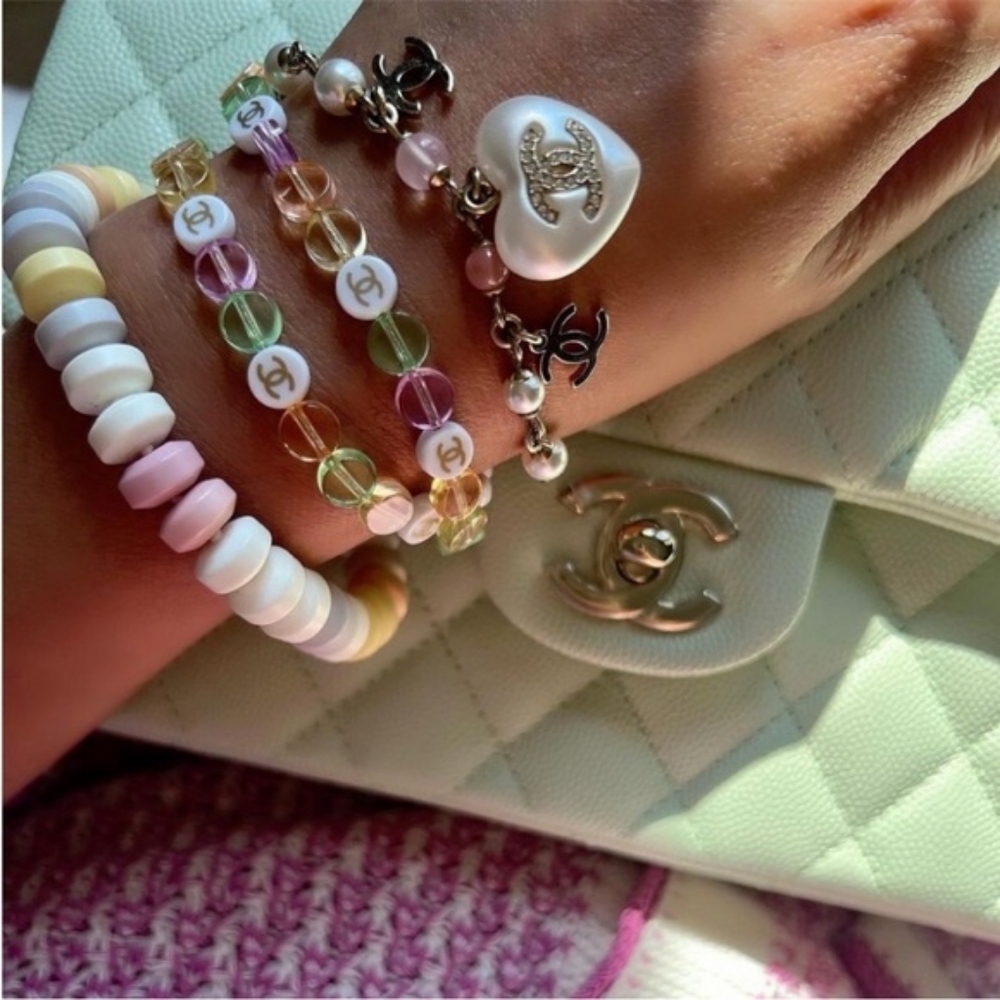 Chanel Chance Pastel Beaded Bracelet Phone Charm NEW